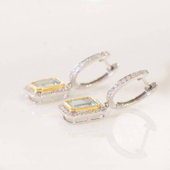 Aquamarine Diamonds Dangle Earrings-1982148-6