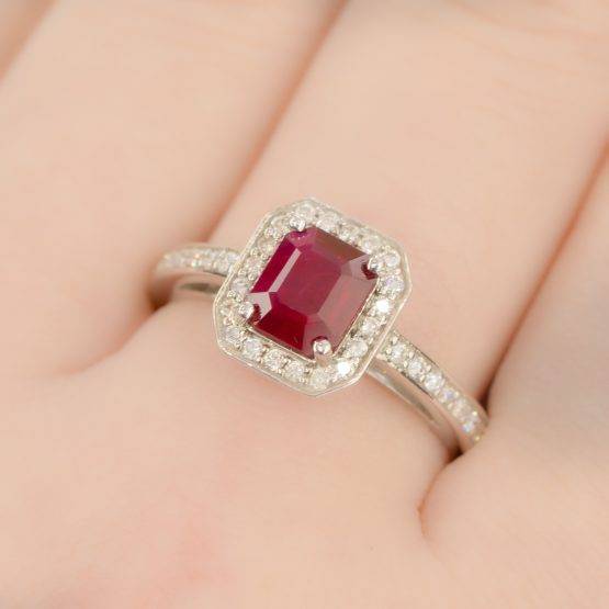 1.55ct Ruby Halo Ring - 1982117-1