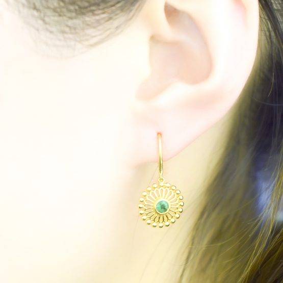 Colombian emerald flower dangle earrings 1982146-8