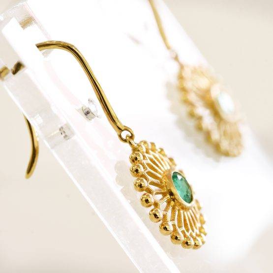 Colombian emerald flower dangle earrings 1982146-5