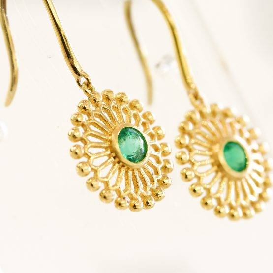 Colombian emerald flower dangle earrings 1982146-1
