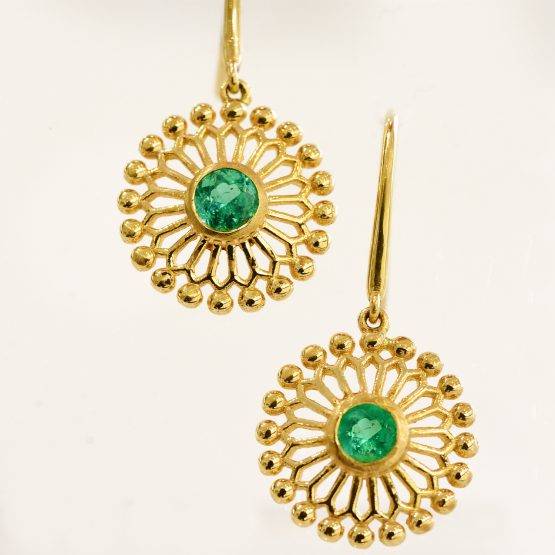 Colombian emerald flower dangle earrings 1982146-2