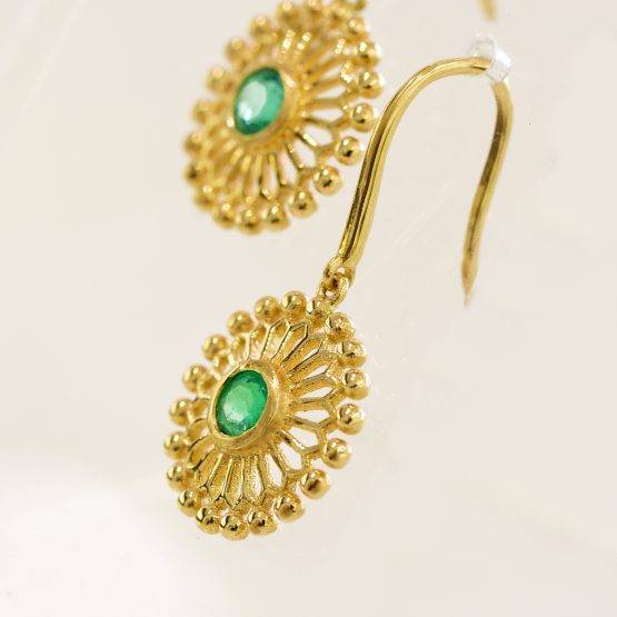 Colombian emerald flower dangle earrings 1982146