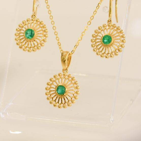 Colombian emerald flower dangle earrings 1982146-7