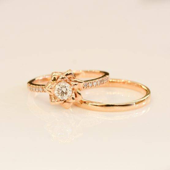 Rose Gold diamond engagement ring and band 198213-9