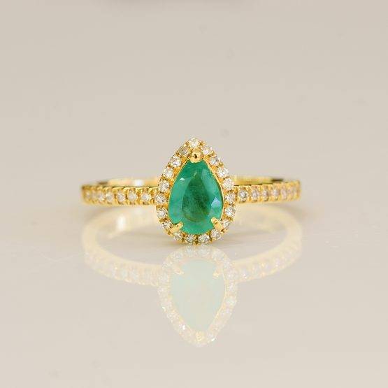 pear shape emerald halo ring 198218-3