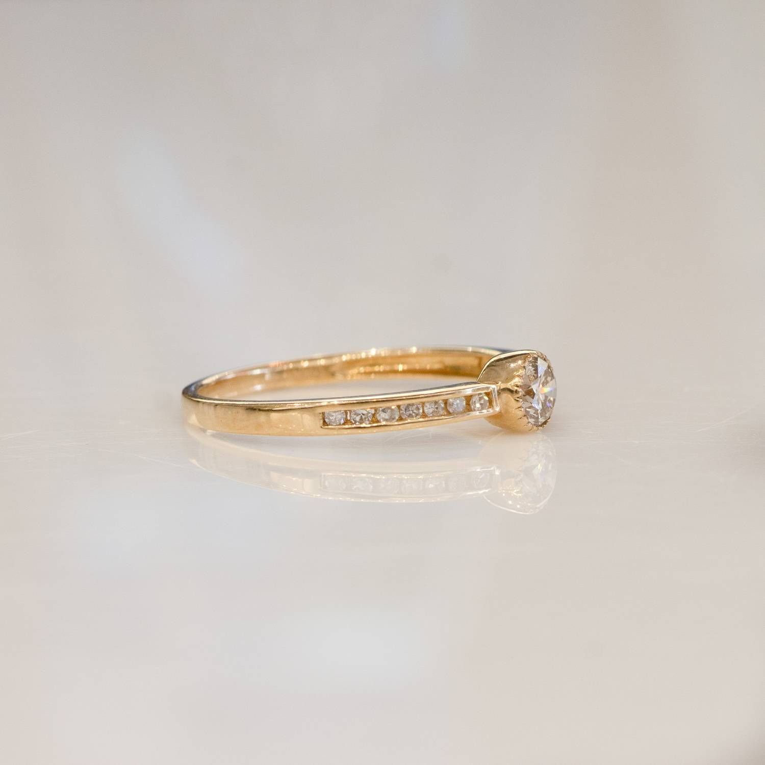 0.14 Carat 10K Gold Diamond Bypass Wedding Band Ring 