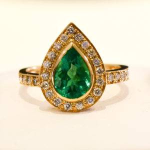 pear emerald diamond ring