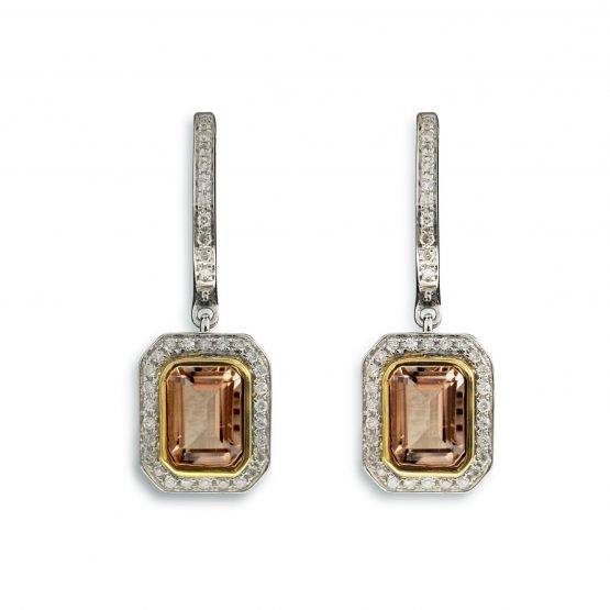Morganite Diamond Drop Earrings - 198268-3