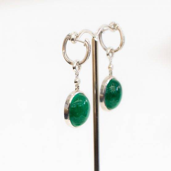 Emerald diamond hoop earrings - 1982171