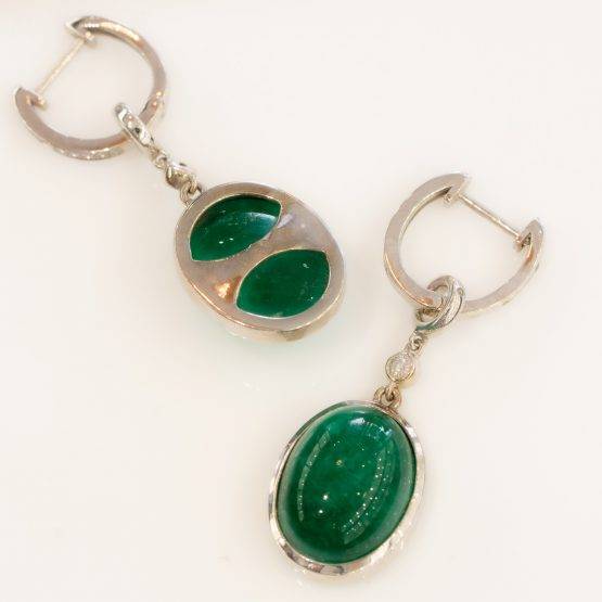 Emerald diamond hoop earrings - 1982171-2
