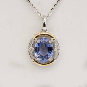 Sapphire diamonds pendant 18k 1982239