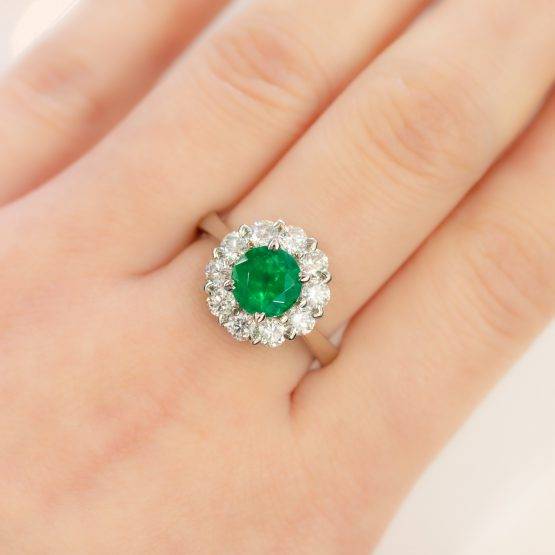 round emerald diamond halo ring 1982236