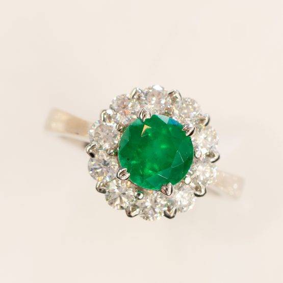 round emerald diamond halo ring 1982236-2