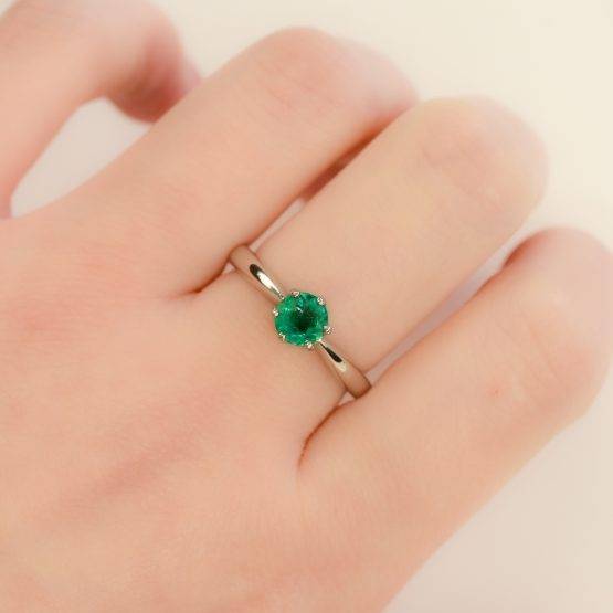 solitaire colombian emerald platinum ring 1982251-6
