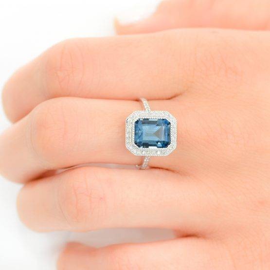 London blue topaz diamond halo ring - 1982266-2