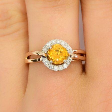 yellow sapphire diamond ring - 1982260