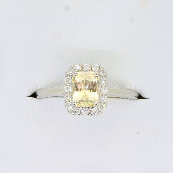 1982255 - Natural Yellow Sapphire Diamond Halo Ring in 18K white Gold-1