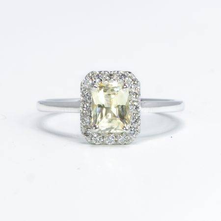 Yellow Sapphire White Gold Halo Engagement Ring 18K Gold - 1982255 12