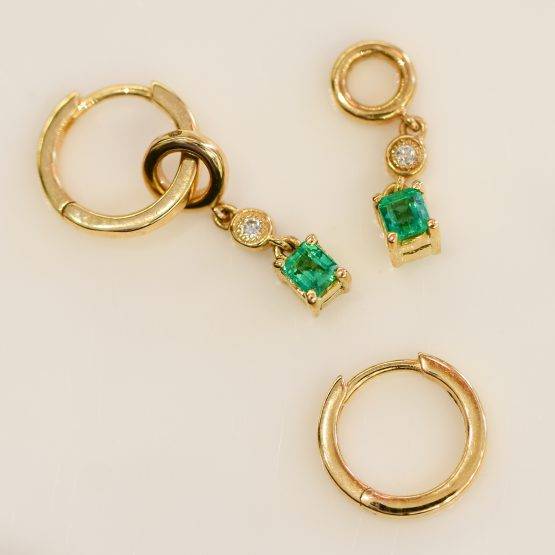 Colombian Emeralds Drop Hoop Earrings - 1982225-5