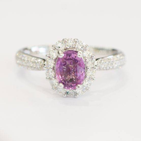 pink sapphire halo engagement ring - 1982270-2