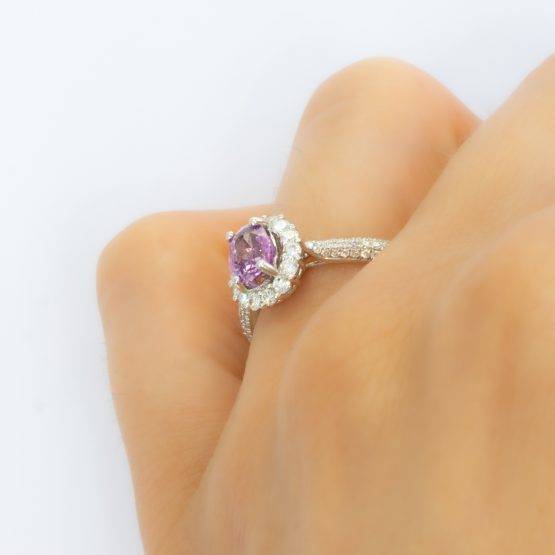 pink sapphire halo engagement ring - 1982270-4