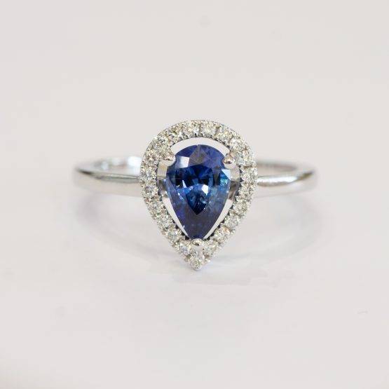 Unheated Sapphire & Diamond Halo Ring - 198226-4