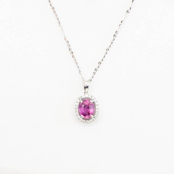 Pink Sapphire and Diamonds Halo Pendant - 1982273-1