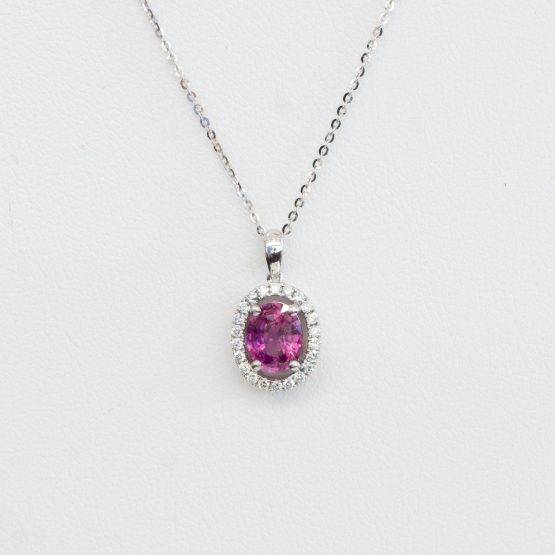 Pink Sapphire and Diamonds Halo Pendant - 1982273-4