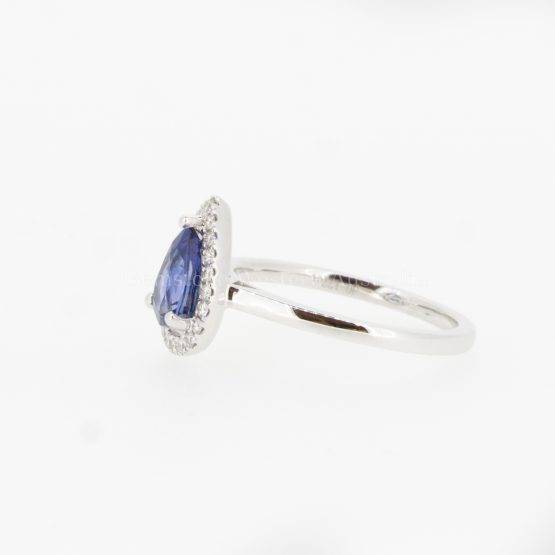 1982269 - Natural Blue Sapphire Pear Cut and Diamond Halo Ring-2