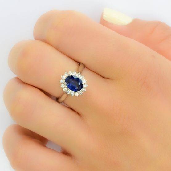 royal vivid blue sapphire halo ring - 1982268-3