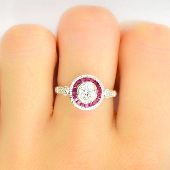 0.50ct Diamond Ring with Ruby Halo - 1982286