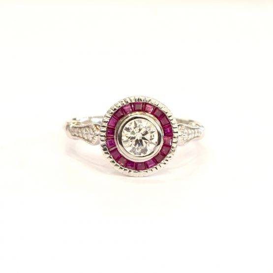 0.50ct Diamond Ring with Ruby Halo - 1982286-1