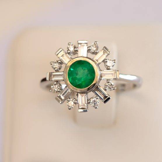 Art Deco Diamond and Colombian Emerald Ring - 1982294-1