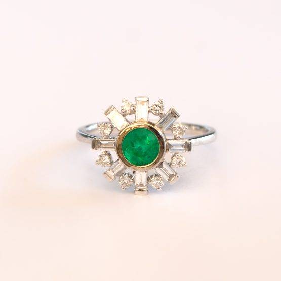Art Deco Diamond and Colombian Emerald Ring - 1982294-6