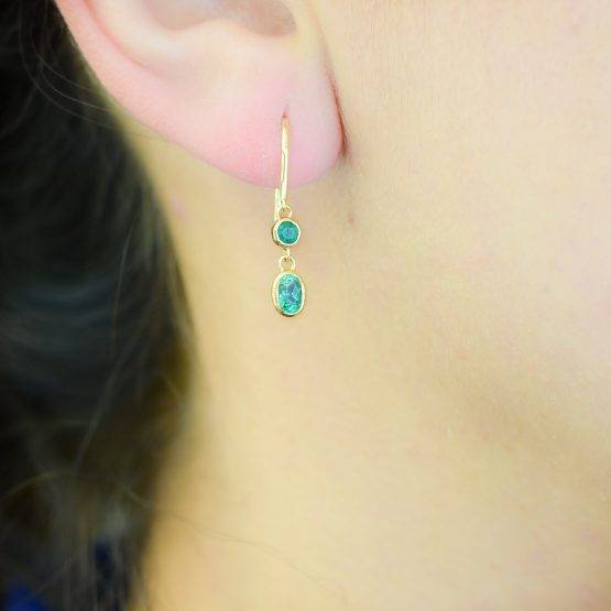 Colombian Emerald dangling Earrings in 18k gold 1982128-5