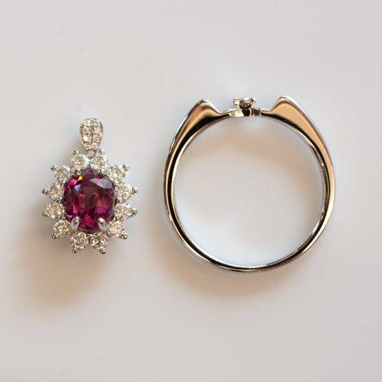 Natural Spinel Convertible Halo Ring and Pendant - 1982296-5