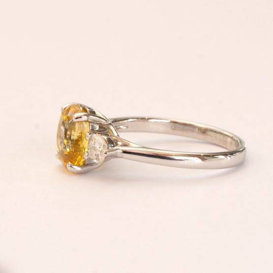 Vivid Yellow Sapphire and Diamonds Three Stone Ring - 1982297-9