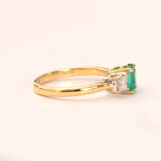 Natural Colombian Emerald and Diamond Three Stone Ring - 1982299-2