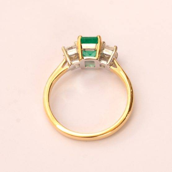 Natural Colombian Emerald and Diamond Three Stone Ring - 1982299-4