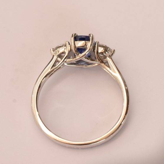 Cornflower Blue Ceylon Sapphire and Diamond Three Stone Ring - 1982298-7
