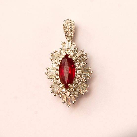 Vivid Red Ruby and Diamonds Convertible Ring and Pendant - 1982301-8