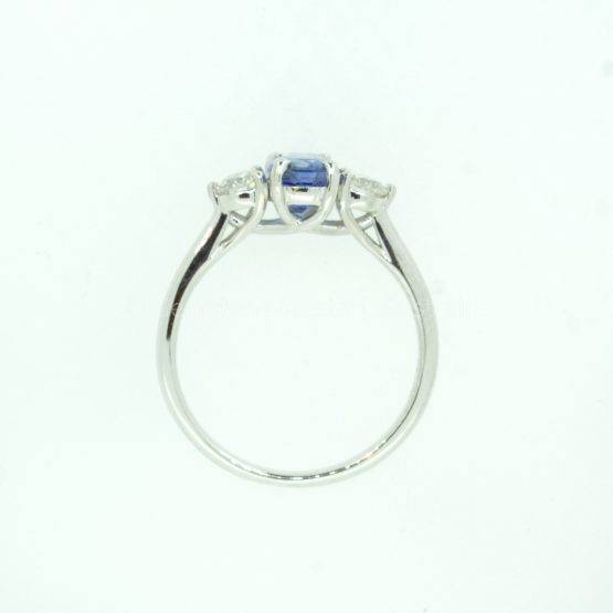 Cornflower Blue Ceylon Sapphire and Diamond Three Stone Ring - 1982298-8