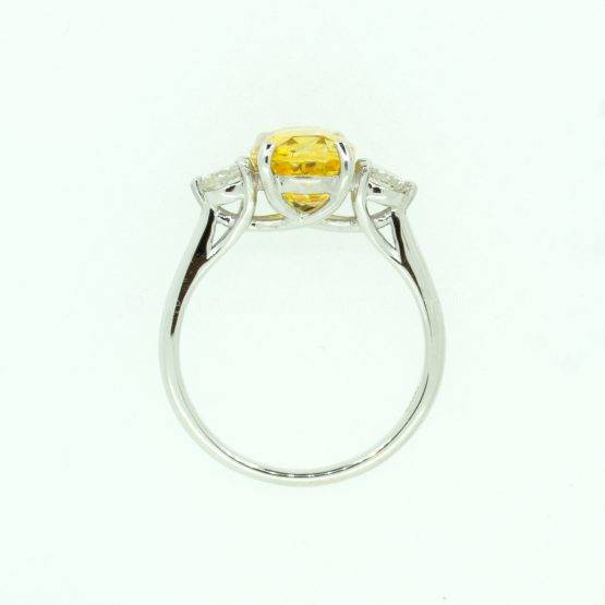 Vivid Yellow Sapphire and Diamonds Three Stone Ring - 1982297-4