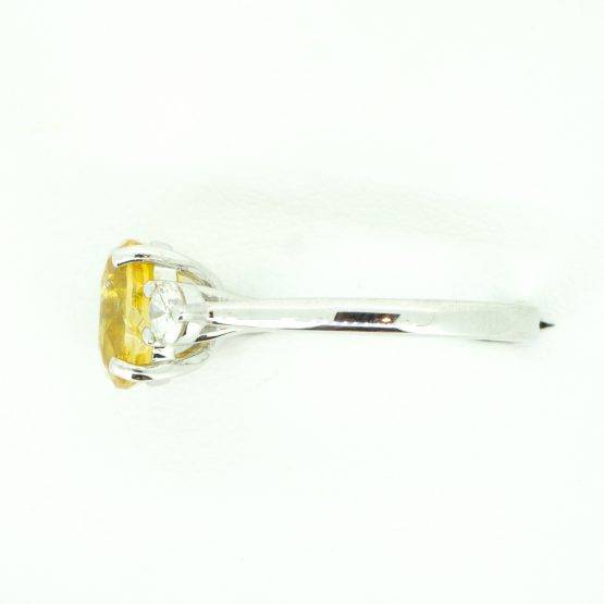 Vivid Yellow Sapphire and Diamonds Three Stone Ring - 1982297-2