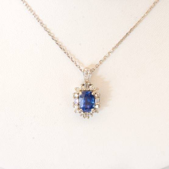 Natural Blue Sapphire and Diamond Ring and Pendant - 1982310-1