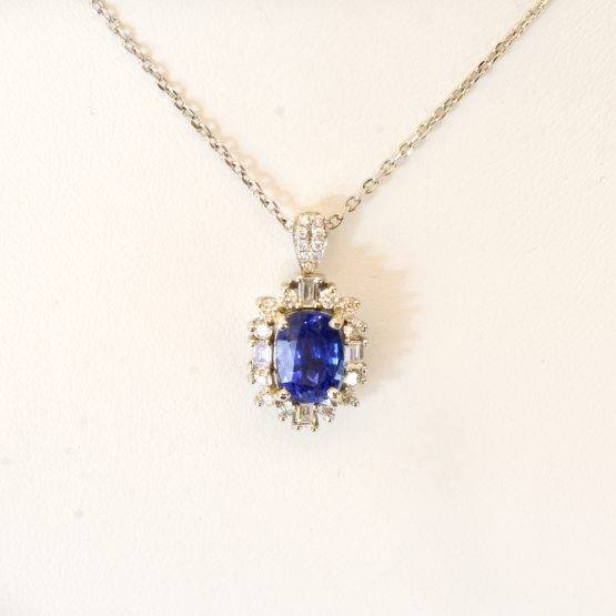 Natural Blue Sapphire and Diamond Ring and Pendant - 1982310-5