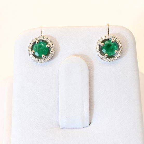 Colombian Emerald and Diamond Stud Earrings - 1982313-1