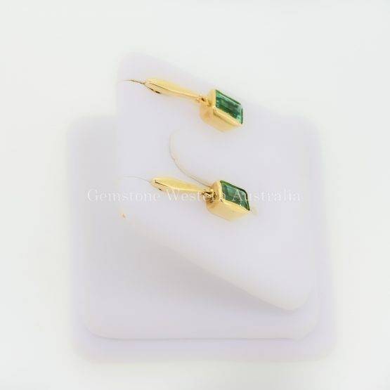 Natural Vivid Green Colombian Emerald Dangle Earrings 18K Gold - 1982319-1