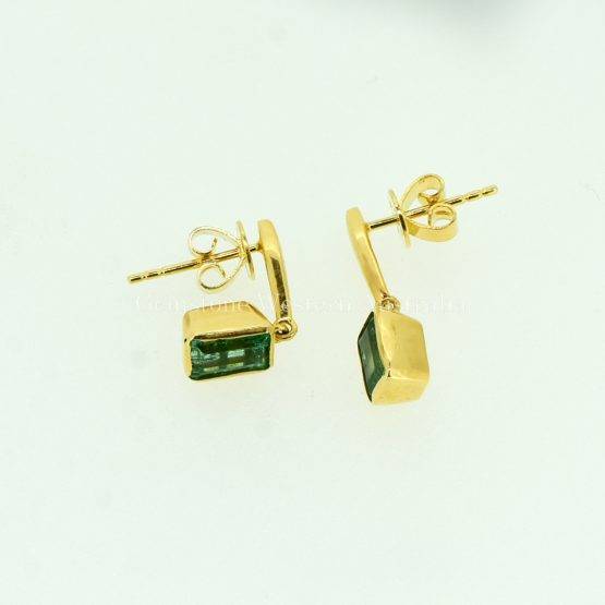 Natural Vivid Green Colombian Emerald Dangle Earrings 18K Gold - 1982319-2